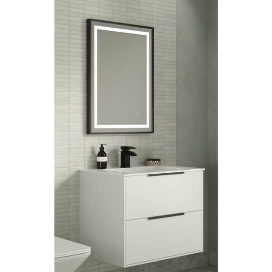 KBM-443 Slimline Black Framed Touch Control led Mirror; 700x500mm - Keenware
