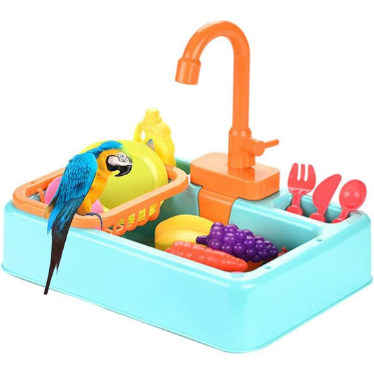 Perle rare Automatic Bathtub Pool Toys, Bathroom Shower Drinkers For Parrots Blue