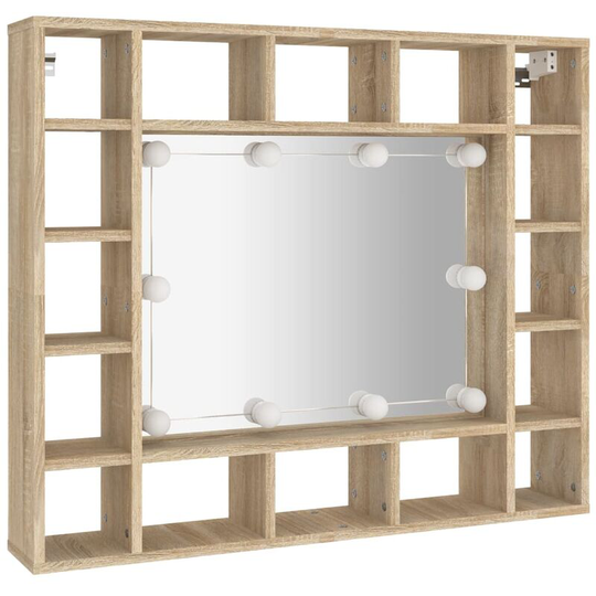 Mirror Cabinet with led Sonoma Oak 91x15x76.5 cm Vidaxl Brown