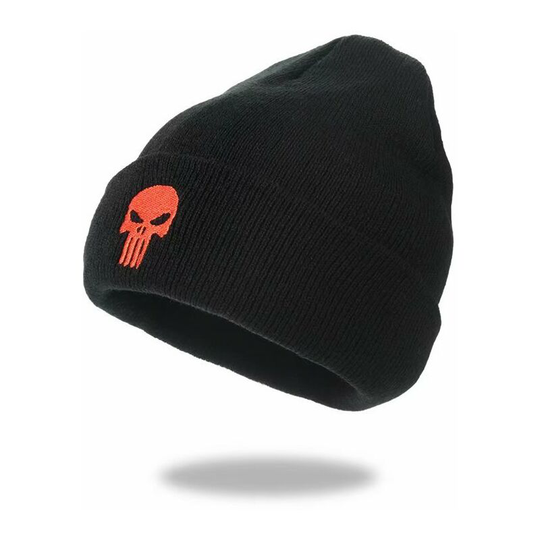 Sunflowergb - Skeleton Red Embroidered Beanie Hats For Men Women - Winter Warm Black Stretchy Quackity Knit Cuffed Beanie Hat