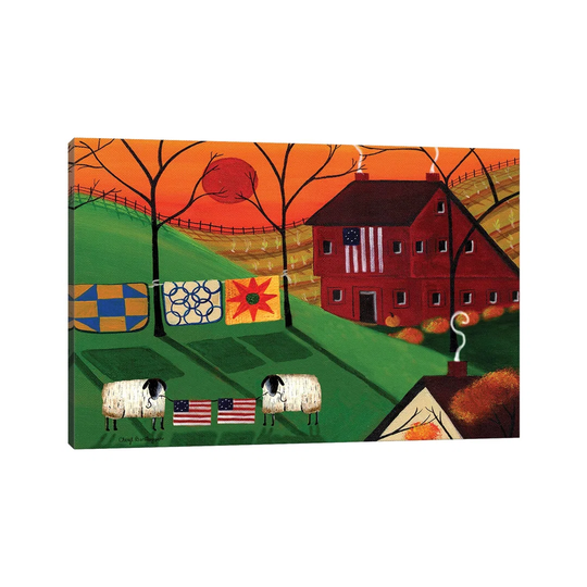 Americana Sunrise Sheep by Cheryl Bartley - Painting on Canvas