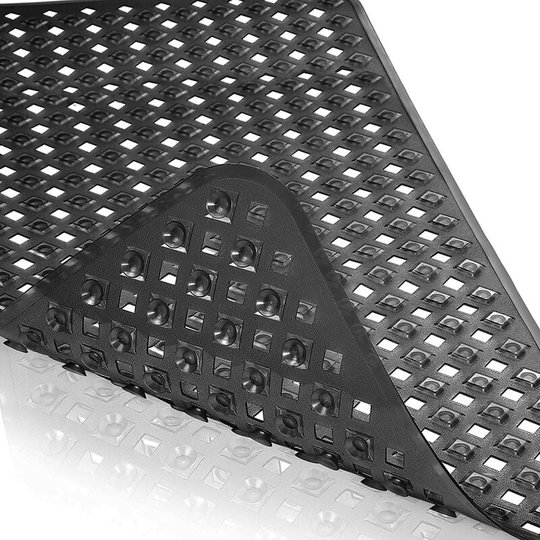 Kartokner - Non Slip Bathtub Mats with Drain Holes, Suction Cups, Machine Washable 27.5 x 15.5 In, Clear Black