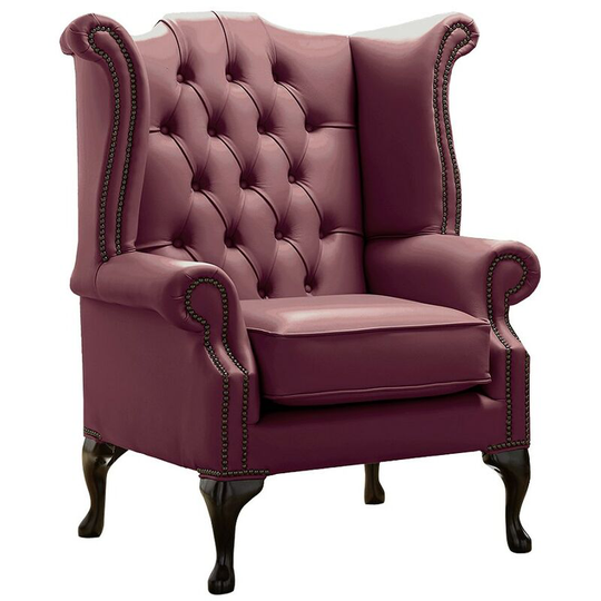 Chesterfield Queen Anne High Back Wing Chair Shelly Philly Leather