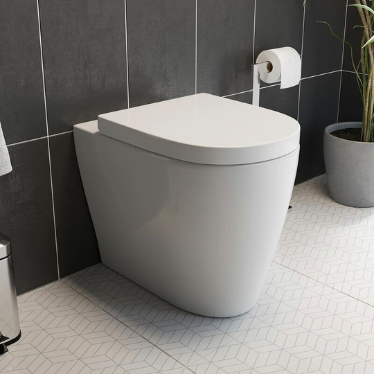Affine - btw Back To Wall Toilet Pan Curved wc Modern Top Mounted Soft Close Seat White - White