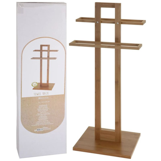 Towel Holder Bamboo 38x32.5x70 cm Bathroom Solutions - Brown