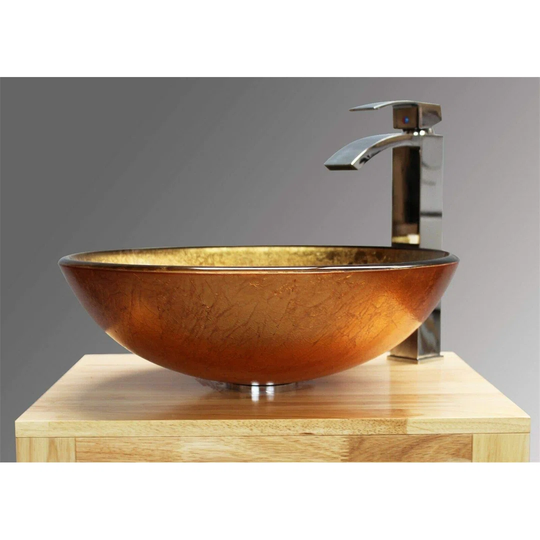 Home Supplies Modern Design Bathroom Counter Top Wash Basin Sink, Glass Bowl Cloakroom Basin For Vanity Cabinet Toilets And Bathrooms 42X14x42cm Wxhxl