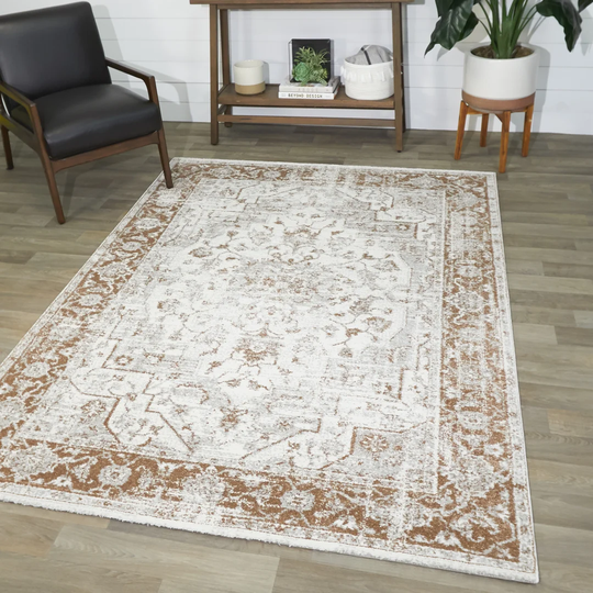Nantwich Power Loom Burnt Orange/Beige Rug