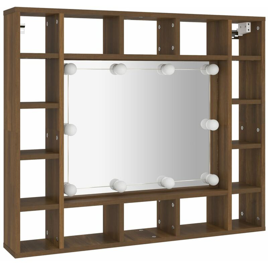 Mirror Cabinet with led Brown Oak 91x15x76.5 cm Vidaxl Brown