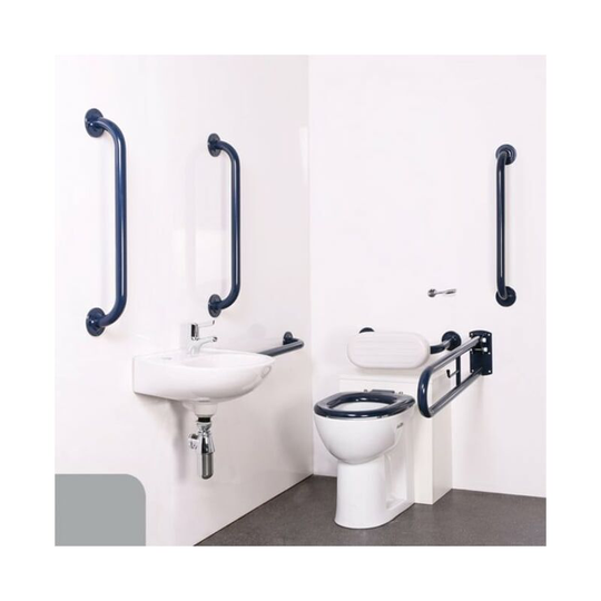 Nyma pro Back to Wall Doc m Pack Exposed Fixings White - 5 x Grey Grab Rails - Nymas