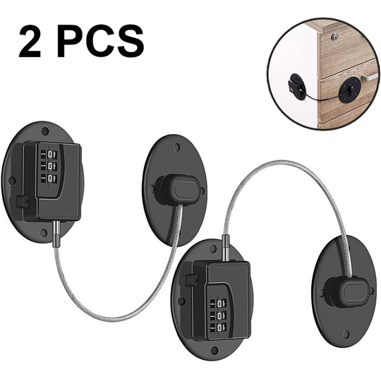 2 Pack Refrigerator Lock - Heavy Duty Combination Fridge Lock, Child/Baby Proofing Lock for Cabinets, Closets, Drawers, Window and More, Easy Install