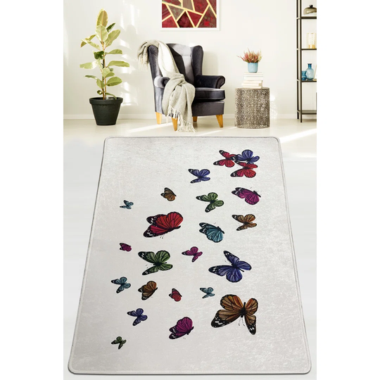 Rizo Machine Woven Red/Green/Blue Rug