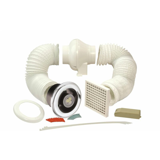 Manrose - Extractor Fan with led Lamp Shower Timer Controlled In-Line Kit 100mm