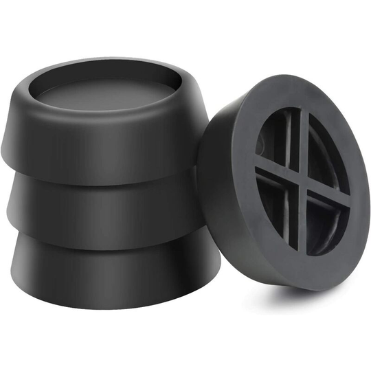 Set of 4 Universal Anti-vibration Washing Machine and Dryer Vibration Dampers - Rubber - Black [Energy Class a]