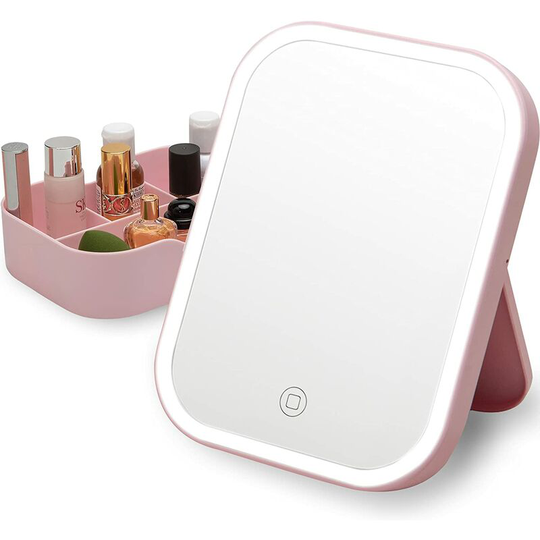 Einemgeld - Lighted Table Makeup Mirror with led Lights, Portable Vanity Desk Mirror,Rechargeable Cosmetic Mirror,