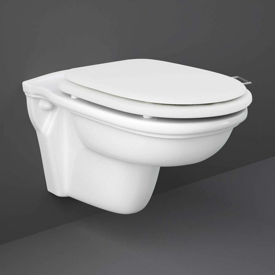 Rak Ceramics - rak Washington Wall Hung Toilet 560mm Projection - White Soft Close Wood Seat