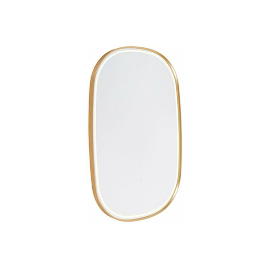 Oval bathroom mirror gold incl. LED with touch dimmer - Miral - Gold/Messing