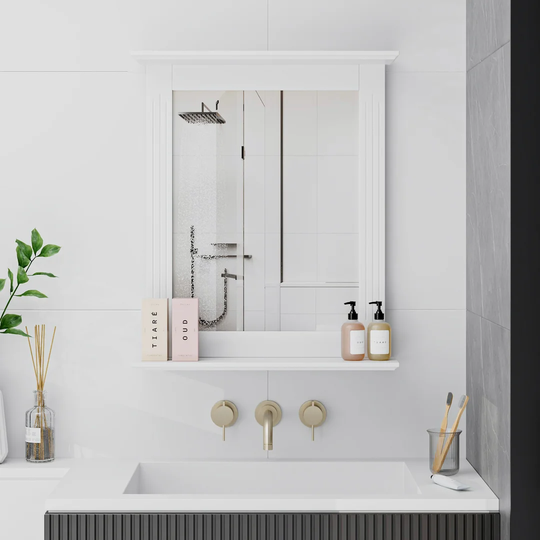 Chinon Plastic Framed Wall Mounted Bathroom Mirror in White