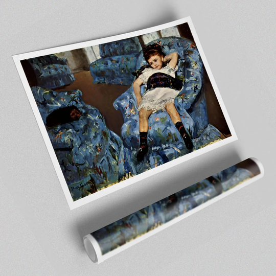 Cassatt Small Girl in the Blue Armchair by Mary Cassatt - Graphic Art Print on Paper