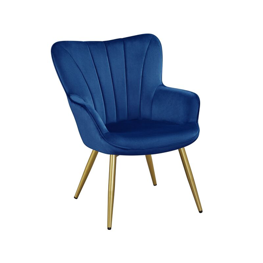 Yaheetech Modern Curved Back Velvet Accent Chair Upholstered Armchair, Blue - blue