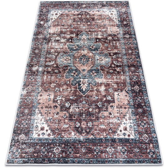 Andre 1826 washing carpet Ornament, vintage anti-slip - brown / blue multicolor 160x220 cm