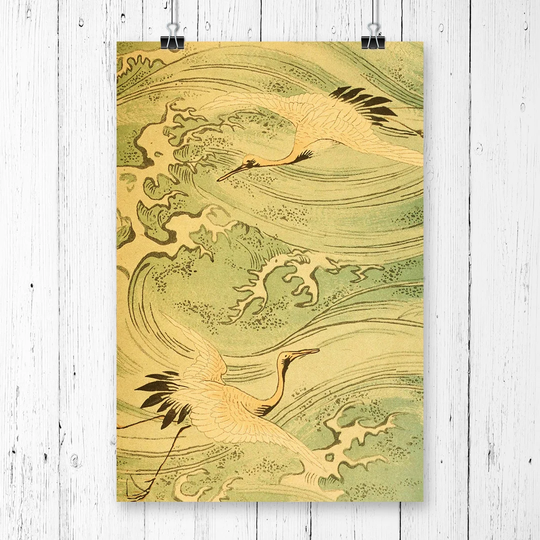 'Storks Japanese Oriental Art' Graphic Art