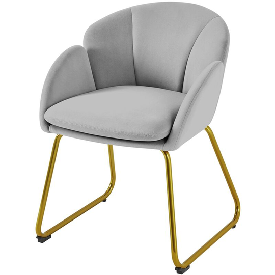Accent Chair Flower Shape Velvet Armchair, Gray - gray - Yaheetech