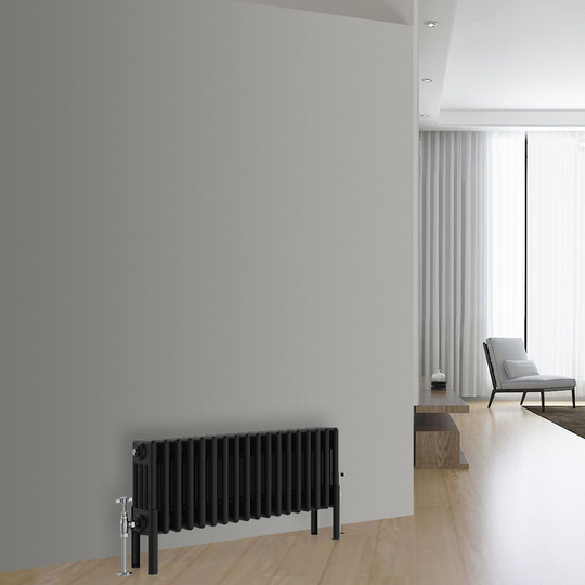 NRG - Traditional Vintage Cast Iron Style Radiator Black 4 Column 300x830mm