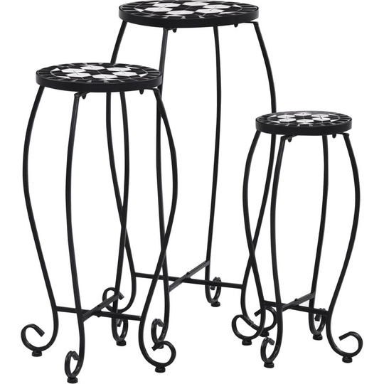 Mosaic Tables 3 pcs Black and White Ceramic
