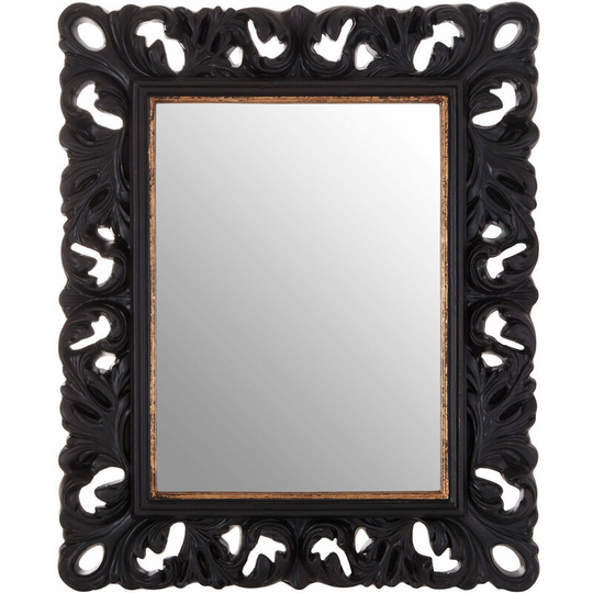 Black / Gold Frame Wall Mirror For Bedroom / Hallway / Living Room Luxurious and Fancy Antiquated Look w88 x d5 x h108cm - Premier Housewares