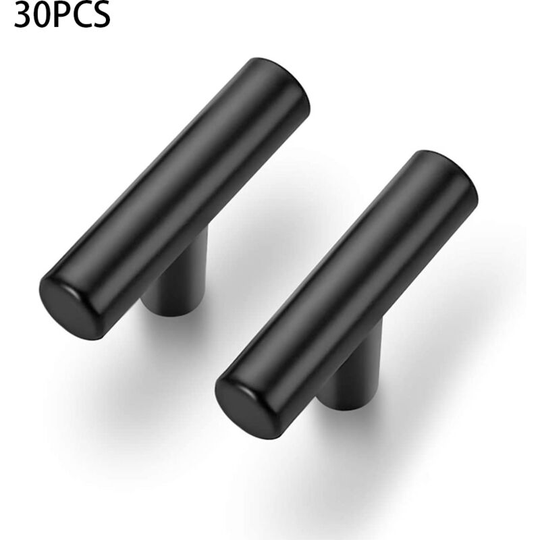 Matte Black Zinc Alloy Kitchen Cabinet Pulls, 2' Long Kitchen Cupboard Pulls, 30 Pack, Modern Minimalist Cabinet Door Handle, Drawer Cabinet Hardware