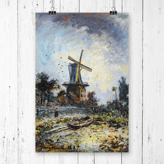 'Windmill' by Johan Jongkind Printing Print
