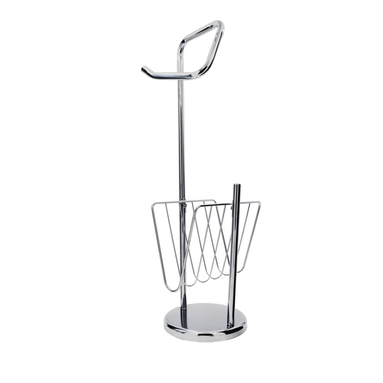 Free Standing Toilet Roll Holder with Magazine Rack
