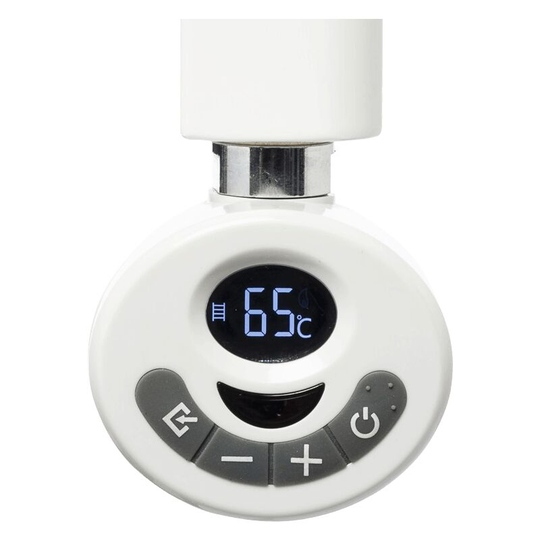 Solaire - R3 eco Electric Heating Element + With Thermostat, Timer and Remote for Towel Rails & Radiators, White-300W - Chrome