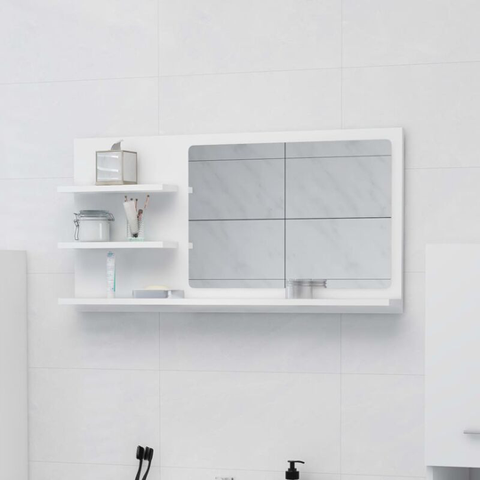 Bathroom Mirror White 90x10.5x45 cm Chipboard FF805015_UK - Topdeal