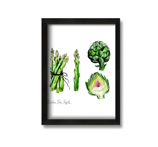 Asparagus and Artichoke - Picture Frame Painting on Canvas