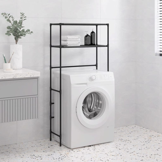 Asupermall - 2-Tier Storage Rack over Washing Machine Black 69x28x143 cm Iron