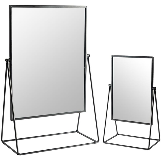 Harbour Housewares 2 Piece Square Dressing Table Mirror Set - 2 Sizes - Black