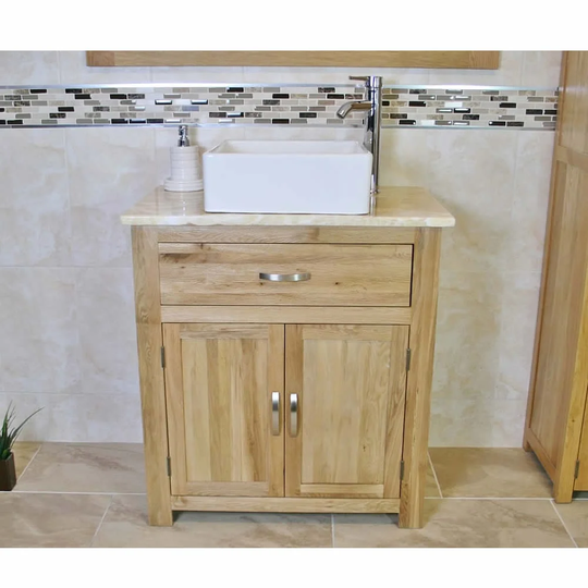 Defelice Solid Oak 750mm Free-Standing Vanity Unit