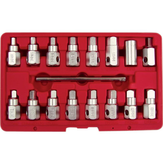 Oil Drain Plug Key Set 3/8 Square Drive (17 Piece) - Kennedy