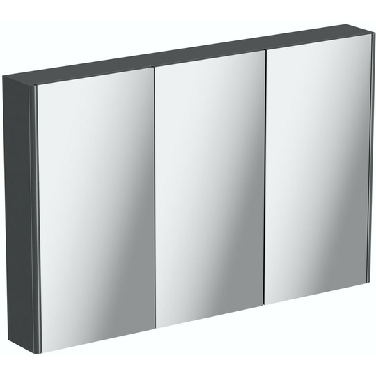 Slate gloss grey mirror cabinet 650 x 1000mm - Grey - Mode