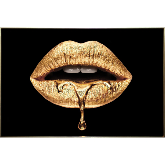 Golden Lips - Unframed Graphic Art on Glass