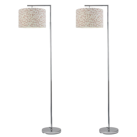 Basalt 161.8cm Chrome Arched/Arc Floor Lamp Set