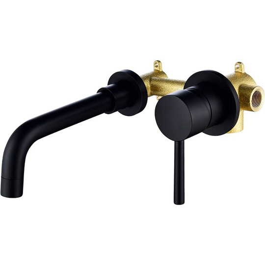 Black brass faucet, wall mount bathroom faucet, in wall mount vanity faucet, wall mount bathroom or sink faucet,