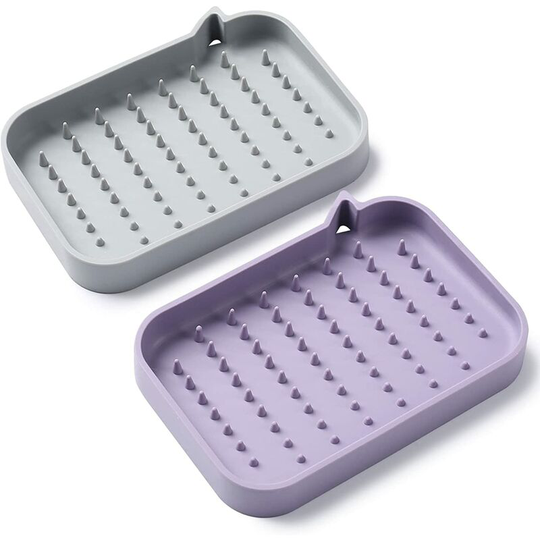 2 Pack Soap Dish, Non-Slip Self Draining Silicone Soap Holder (Keep The Bar Soap Dry), Flexible Soap Saver Easy to Clean,Bar Soap Holder Soap Tray