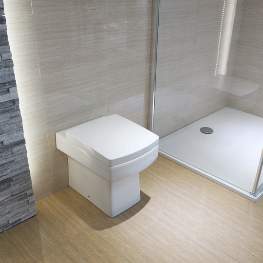 Back To Wall Toilet Ceramic White Soft Close BTW Square Modern Bathroom