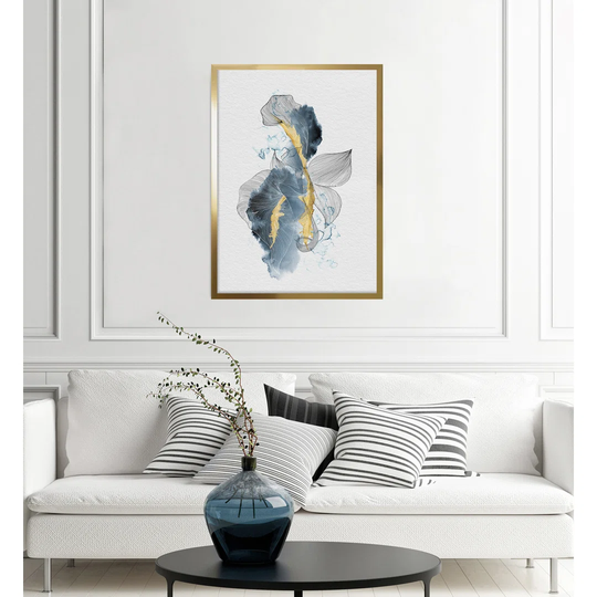 Navy Linear Flowers II - Picture Frame Graphic Art