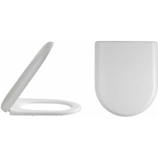 Luxury D-Shaped Thermoplastic Toilet Seat with Soft Close Hinge - White - Nuie