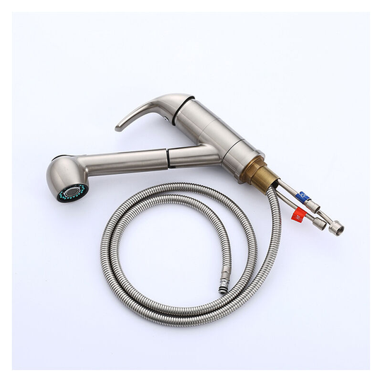 Three stage brushed faucet, copper-nickel wire drawing, hot and cold water soldering wrench, sink faucet