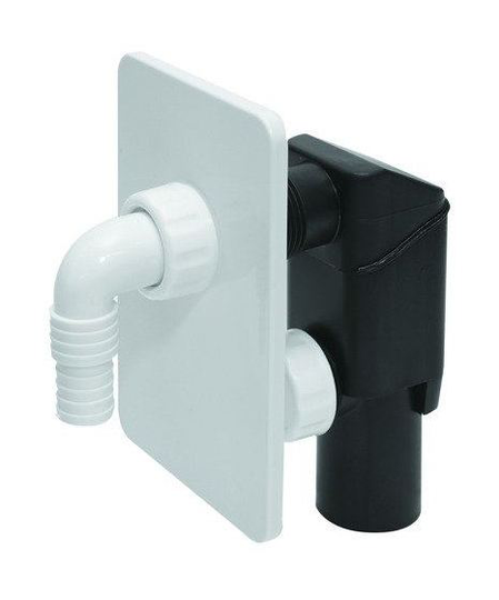 White Concealed Washing Machine Dishwasher Waste Pipe Drain Trap Kit Self Cutting - blanco