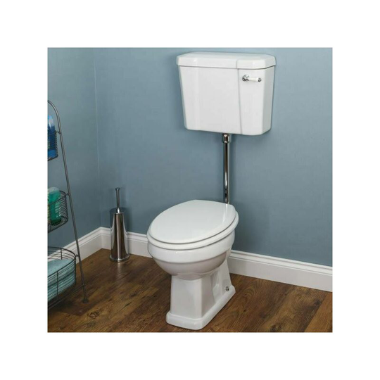 Park Lane Windsor Low Level Toilet with White Toilet Seat - White